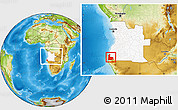 Physical Location Map of Tombua, highlighted country, within the entire country
