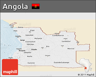 Classic Style Panoramic Map of Angola, single color outside