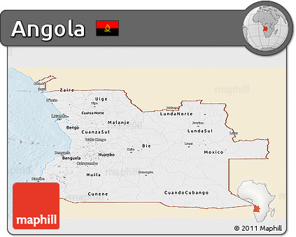 Classic Style Panoramic Map of Angola, single color outside