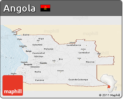 Classic Style Panoramic Map of Angola, single color outside