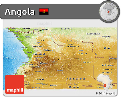 Physical Panoramic Map of Angola