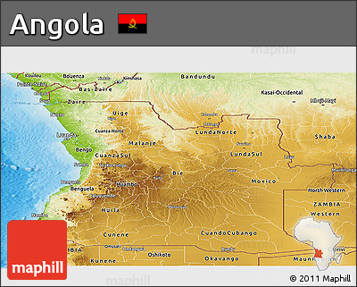 Physical Panoramic Map of Angola