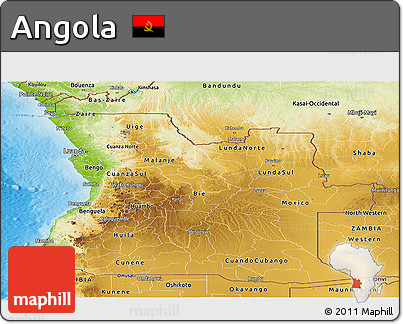 Physical Panoramic Map of Angola
