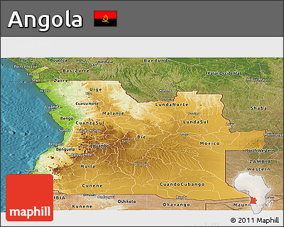 Physical Panoramic Map of Angola, satellite outside