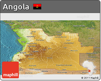 Physical Panoramic Map of Angola, satellite outside