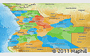 Political Panoramic Map of Angola, physical outside