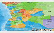 Political Panoramic Map of Angola, political shades outside