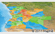 Political Panoramic Map of Angola, satellite outside, bathymetry sea