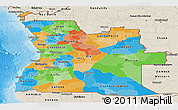 Political Panoramic Map of Angola, shaded relief outside