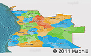 Political Panoramic Map of Angola, single color outside, satellite sea
