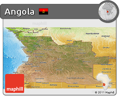 Satellite Panoramic Map of Angola, physical outside