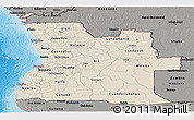 Shaded Relief Panoramic Map of Angola, darken, semi-desaturated, land only