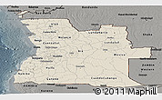 Shaded Relief Panoramic Map of Angola, darken, semi-desaturated