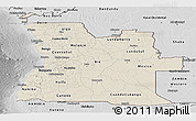 Shaded Relief Panoramic Map of Angola, desaturated