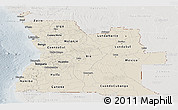 Shaded Relief Panoramic Map of Angola, lighten, semi-desaturated