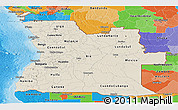 Shaded Relief Panoramic Map of Angola, political outside