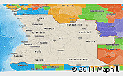 Shaded Relief Panoramic Map of Angola, political outside, shaded relief sea