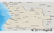 Shaded Relief Panoramic Map of Angola, semi-desaturated, land only