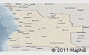 Shaded Relief Panoramic Map of Angola, semi-desaturated