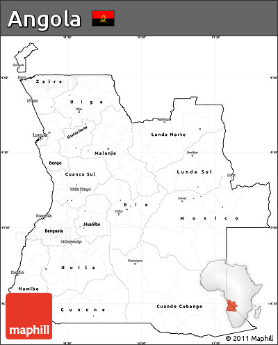 Blank Simple Map of Angola, cropped outside