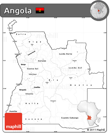 Blank Simple Map of Angola, cropped outside