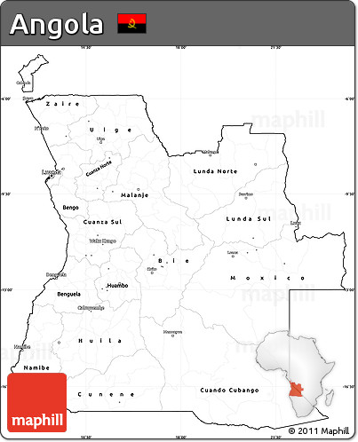 Blank Simple Map of Angola, cropped outside