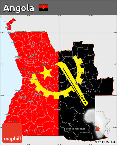 Flag Simple Map of Angola, single color outside, flag aligned to the middle