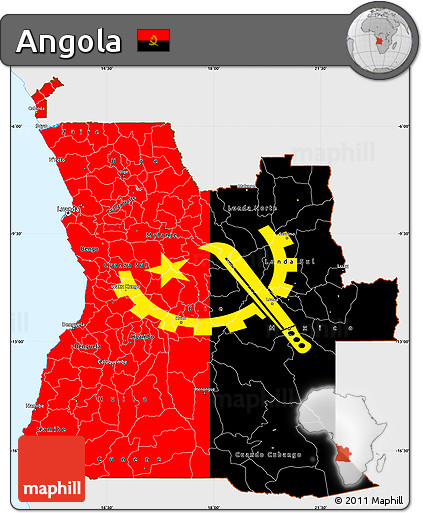Flag Simple Map of Angola, single color outside, flag rotated
