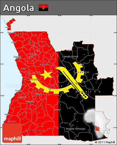 Flag Simple Map of Angola, single color outside, flag rotated
