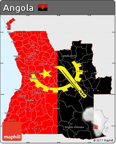 Flag Simple Map of Angola, single color outside, flag rotated