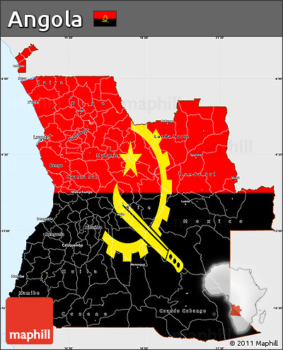 Flag Simple Map of Angola, single color outside