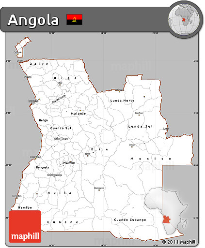 Gray Simple Map of Angola, cropped outside