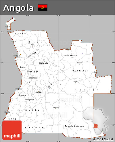 Gray Simple Map of Angola, cropped outside