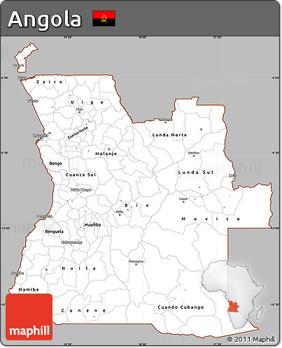 Gray Simple Map of Angola, cropped outside