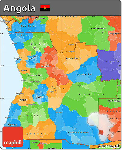 Political Simple Map of Angola