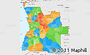 Political Simple Map of Angola, single color outside, borders and labels