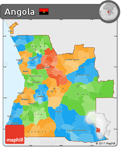 Political Simple Map of Angola, single color outside