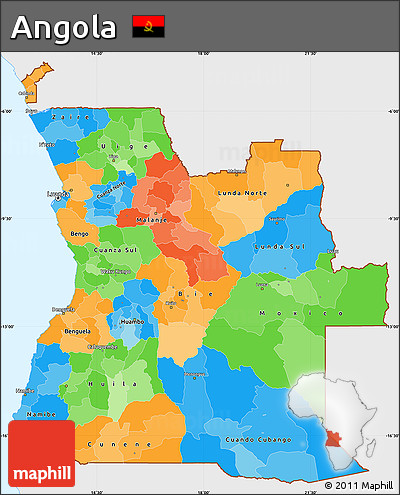 Political Simple Map of Angola, single color outside