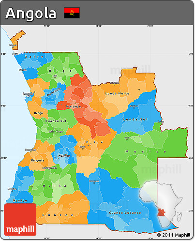 Political Simple Map of Angola, single color outside