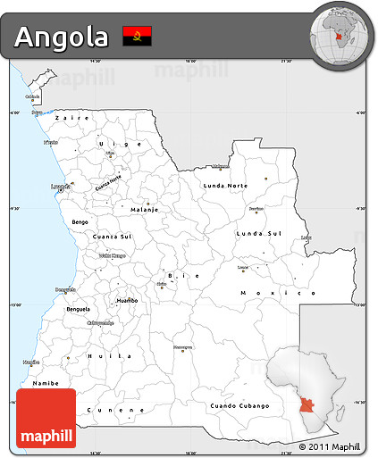 Silver Style Simple Map of Angola, single color outside