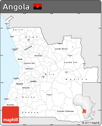 Silver Style Simple Map of Angola, single color outside