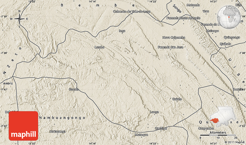 Shaded Relief Map of Ambuila