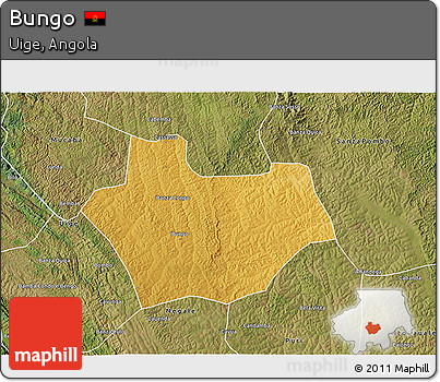 Physical 3D Map of Bungo, satellite outside