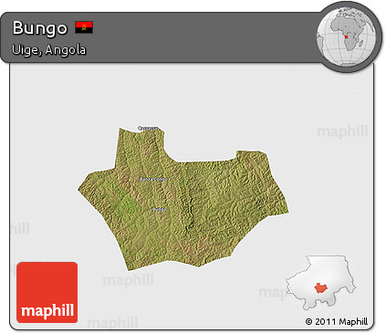 Satellite 3D Map of Bungo, single color outside
