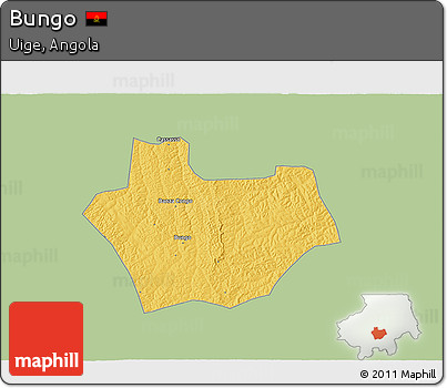 Savanna Style 3D Map of Bungo, single color outside