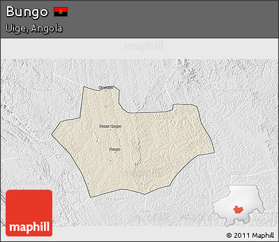 Shaded Relief 3D Map of Bungo, lighten, desaturated