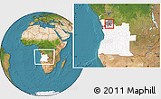 Satellite Location Map of Bungo, highlighted country, highlighted parent region, within the entire country