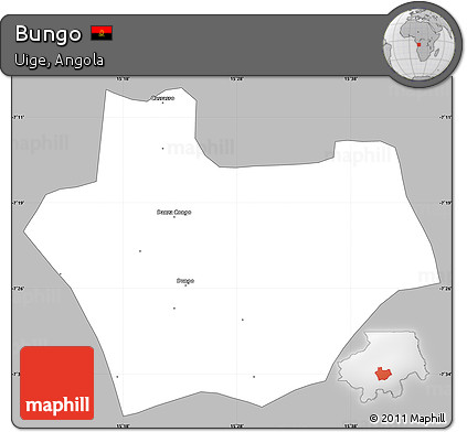 Gray Simple Map of Bungo, single color outside