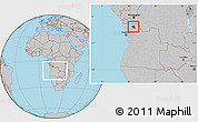 Gray Location Map of Damba, within the entire country