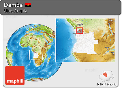 Physical Location Map of Damba, highlighted country, highlighted parent region, within the entire country